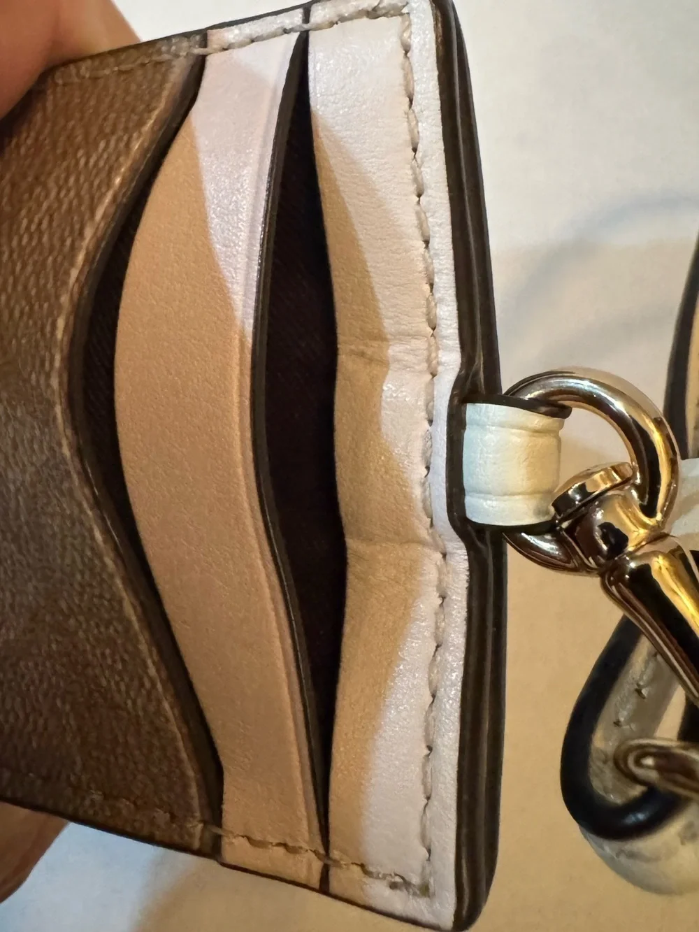 Coach ID Lanyard in Signature Coated Canvas ID Holder Wallet in Khaki